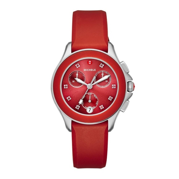COPY - NWT MICHELE \' Cape \' Chrono Red Sunray Dial watch main image 4